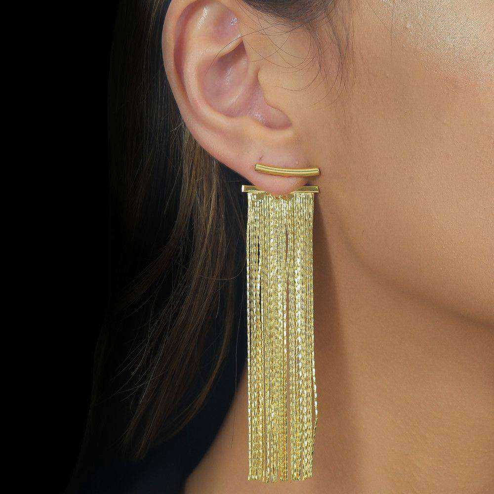 Brinco Dourado de Franja - Galeria