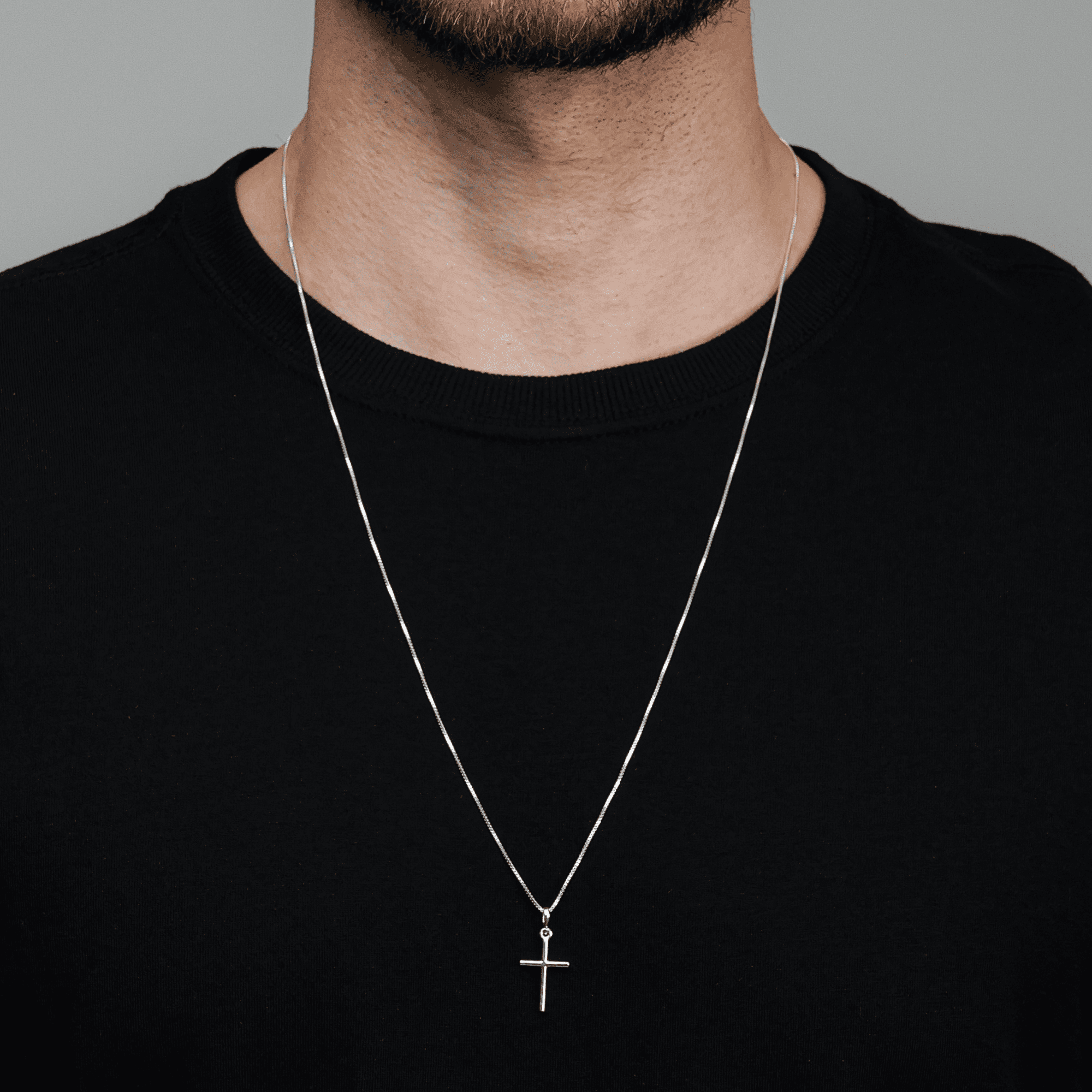 Colar Masculino 70cm de Cruz Lisa em Prata 925 - Galeria