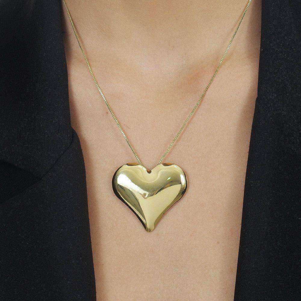 Colar Dourado de Coração Liso - Galeria