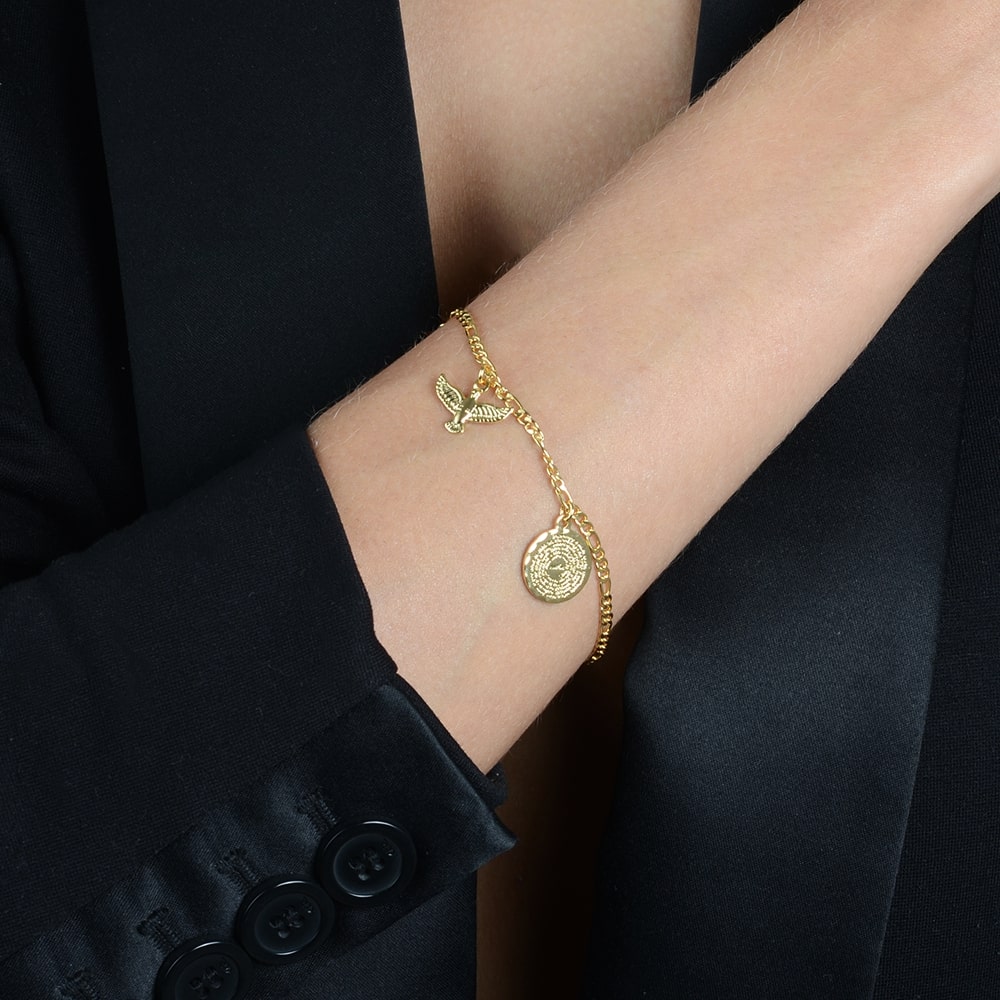 Pulseira Dourada Religiosa Pai Nosso e Espírito Santo - Galeria