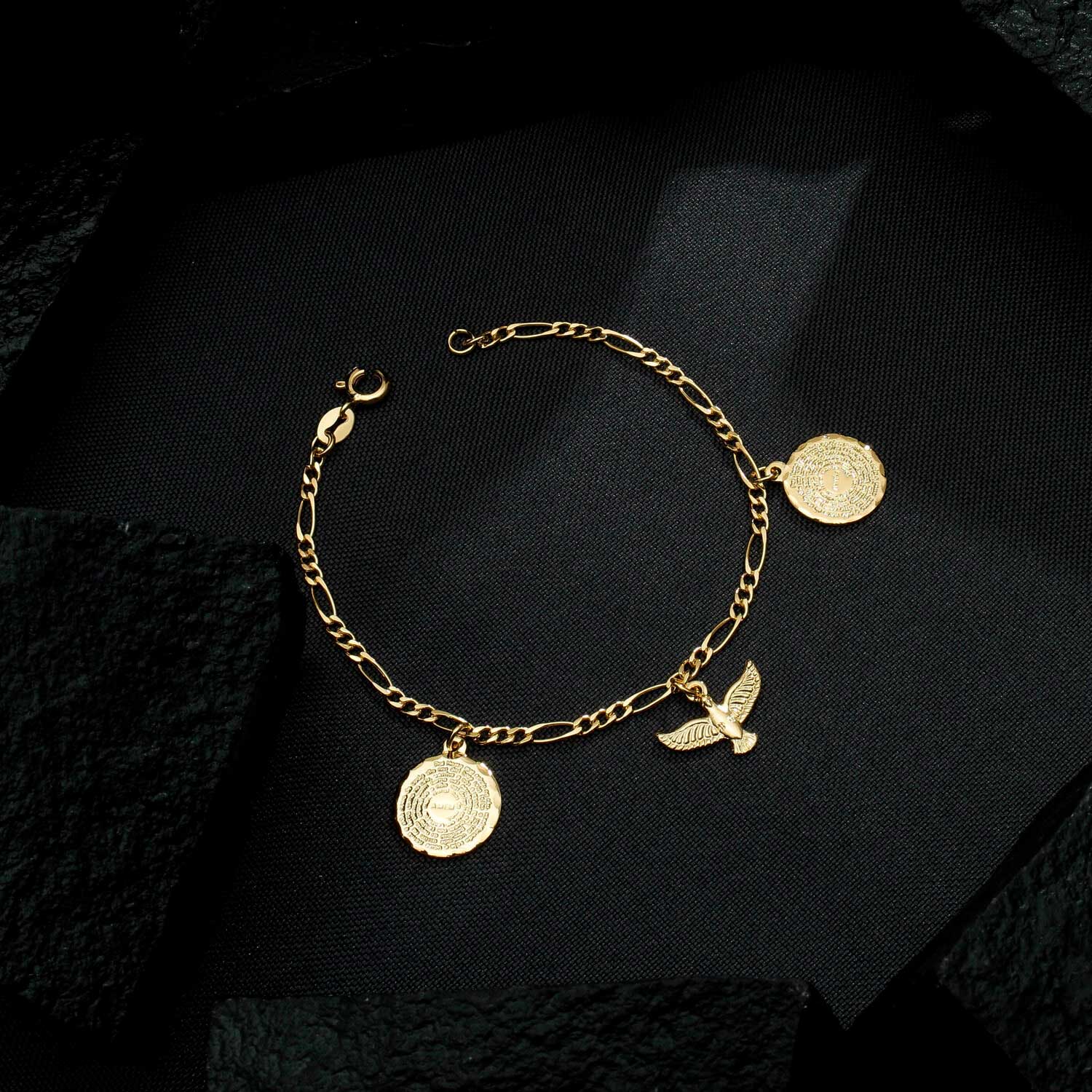 Pulseira Dourada Religiosa Pai Nosso e Espírito Santo - Galeria