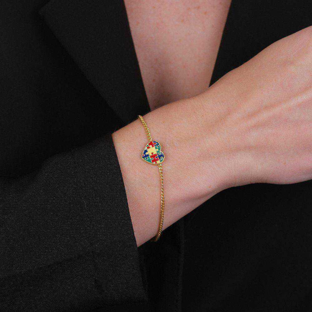 Pulseira Dourada Autismo Formato Coração - Galeria