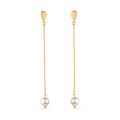 Brinco Dourado de Corrente com Pérola