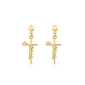 Brinco Dourado de Cruz com a palavra Jesus