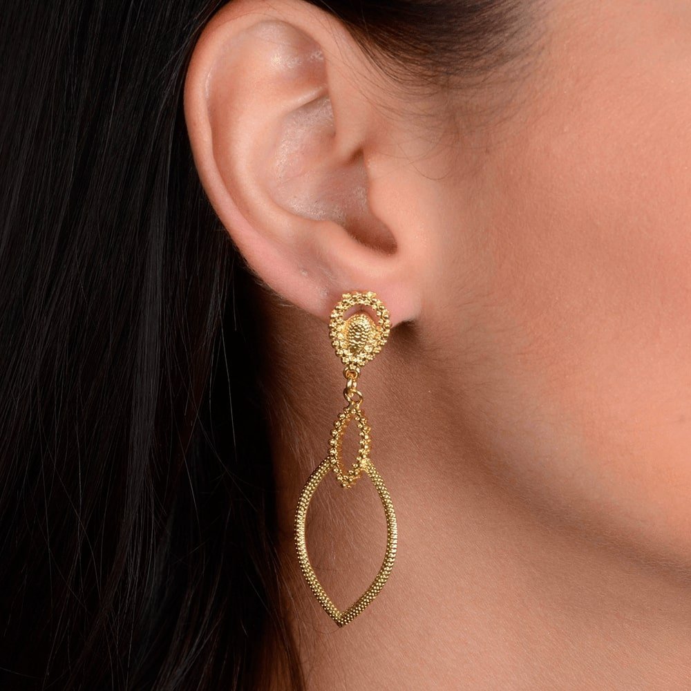 Brinco Dourado Luxo Gota de Gala - Galeria