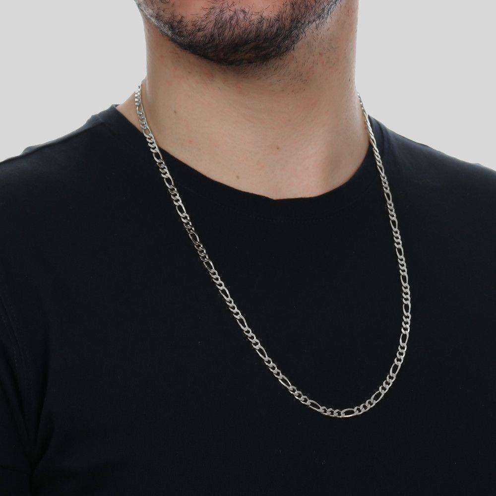Corrente Prateada Masculina Elo 3 por 1 – 4mm - Galeria