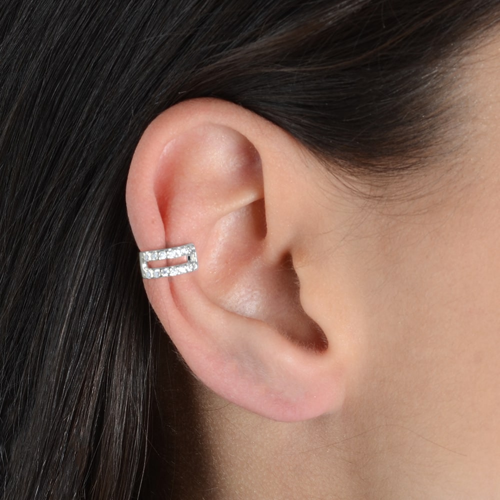 Piercing Prateado de Pressão com 14 Pedras de Zircônia - Galeria