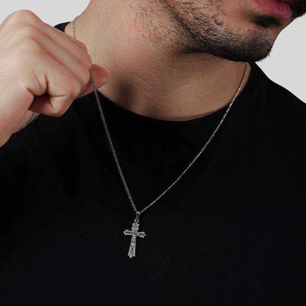 Pingente Prateado Crucifixo - Galeria