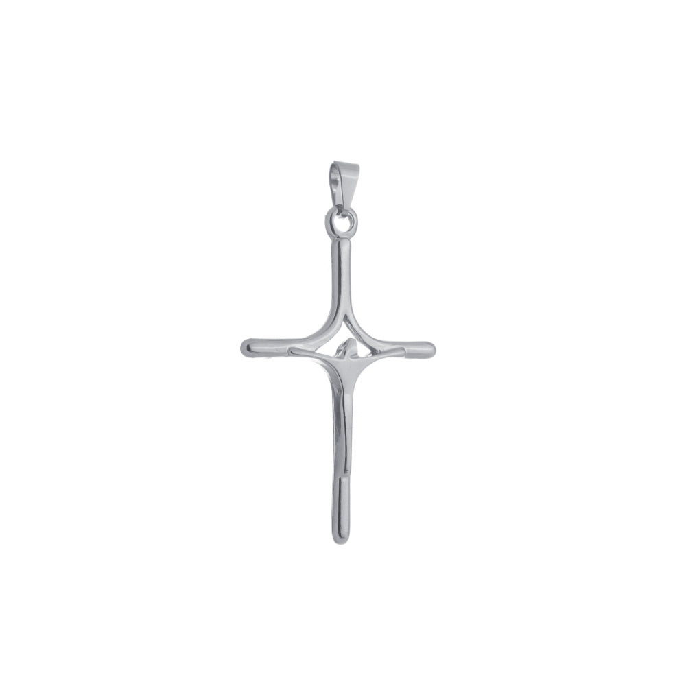 Pingente Prateado Crucifixo Minimalista