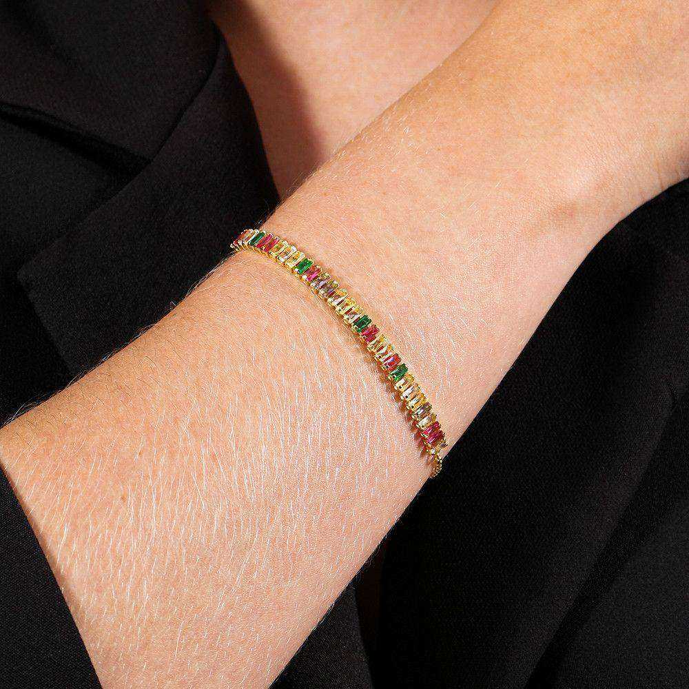 Pulseira Dourada de Pedras Coloridas - Galeria