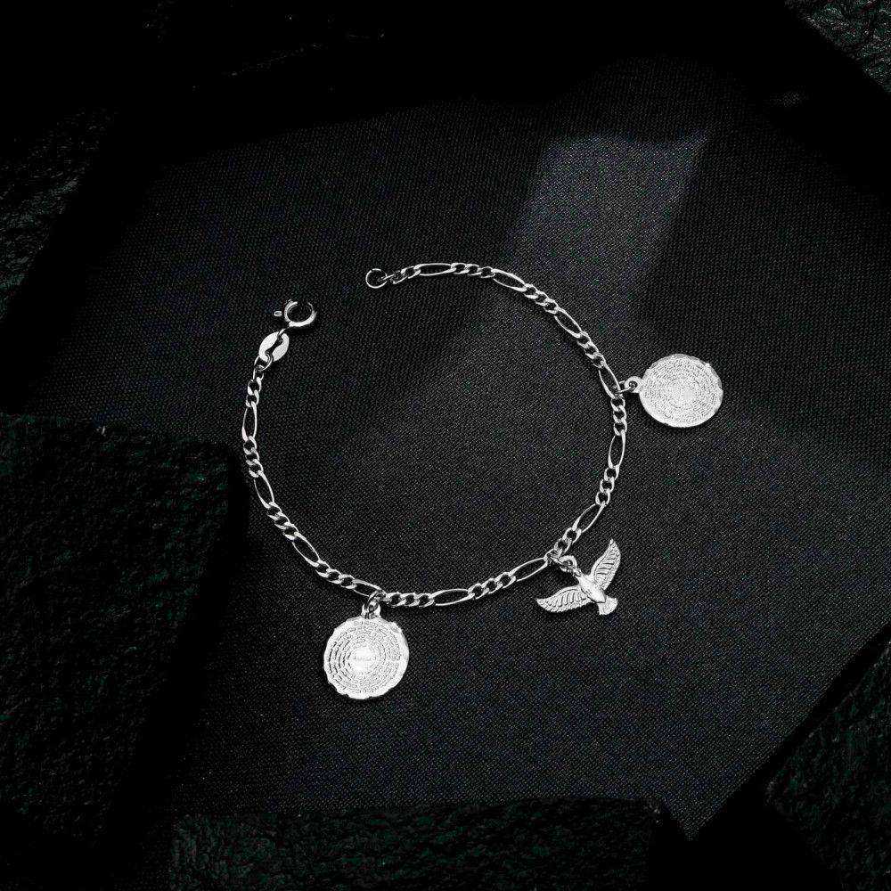 Pulseira Prateada Religiosa Pai Nosso e Espírito Santo - Galeria